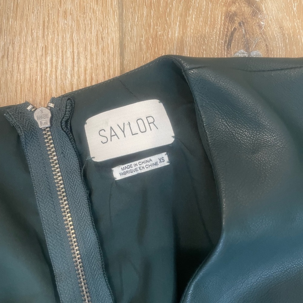 Faux Leather Green Wrap Dress - Picture 6 of 6